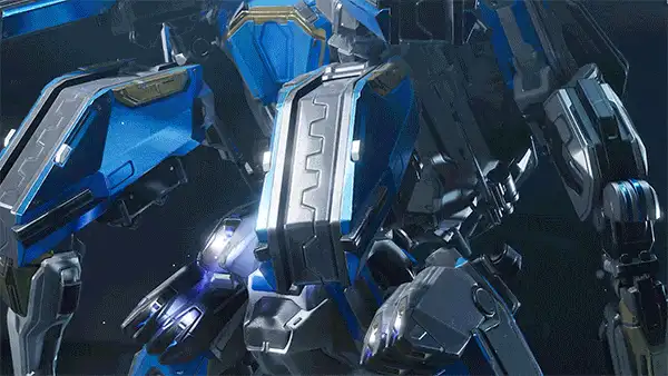 全新机甲天空骑兵蓝灰机体特写